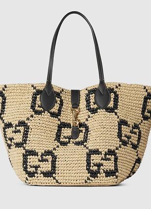 Gucci woven medium tote bag black