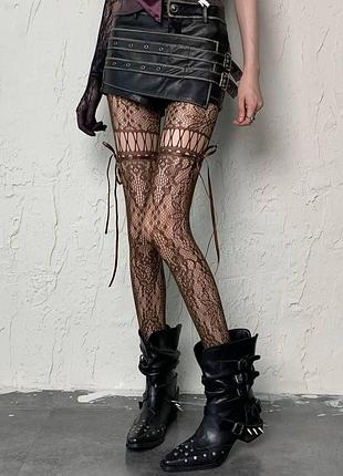 Колготки-сеточка «chocolate lace» с бантиками – стиль и косплей имитация чулков шоколадные