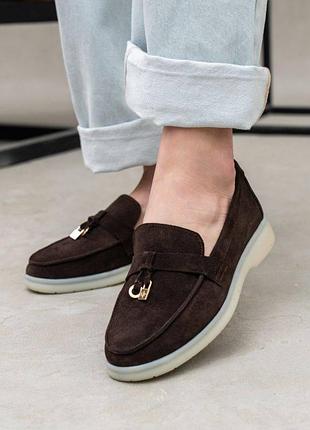 Женские лоферы loro piana brown