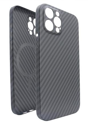 Чохол протиударний carbon для iphone 12 pro з magsafe сірий вологозахищений і пилозахищений