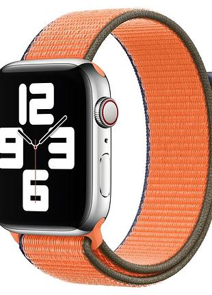 Ремінець nylon loop для apple watch 42/44/45/46/49mm жовтогарячий з функцією швидкого зняття orange navy
