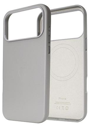 Чехол leather case pu с magsafe для iphone 17 pro противоударный пылезащищенный серый