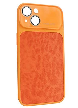 Чехол aito pu-leather leopard case противоударный с magsafe для iphone 13 14 15 оранжевый starry orange
