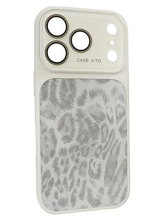 Чехол aito pu-leather leopard case для iphone 17 pro противоударный пылезащищенный влагозащищенный белый