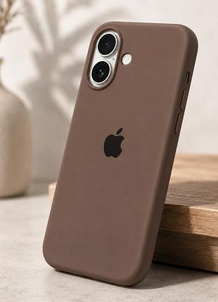 Силиконовый противоударный чехол с magsafe для iphone 16 plus коричневый защита от ударов и пыли chocolate