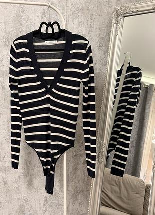 Стильне трикотажне боді zara knit у смужку в новому стані