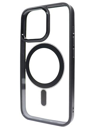 Противоударный чехол crystal guard с magsafe для iphone 15 черный влагозащищенный tpu