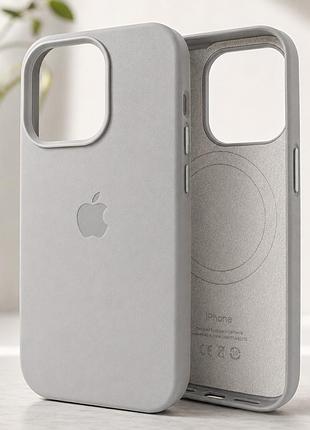 Чехол leather case pu с magsafe противоударный для iphone 15 pro max серый