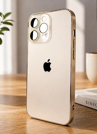 Чехол противоударный ag-pc glass для iphone 13 pro с magsafe защита камеры золотой