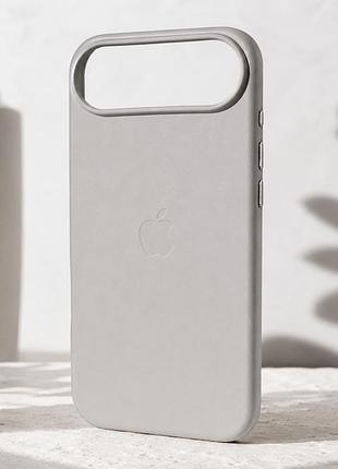 Чехол leather case pu magsafe противоударный для iphone 17 air серый с защитой от влаги