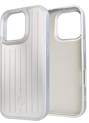 Противоударный чехол rimova case для iphone 16 pro с magsafe пылезащищенный влагозащищенный серебряный