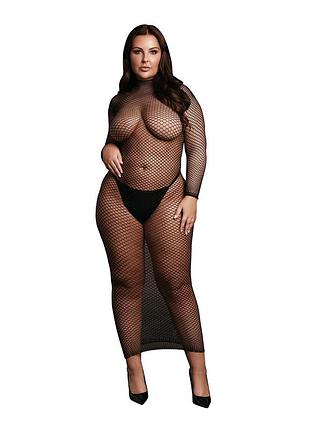 Жіноча довга сукня з сітчастою структурою та коміром-гольф le desir long dress fishnet, чорна