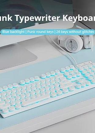 Дротова мембранна клавіатура eweadn retro з rgb-підсвічуванням | круглі клавіші | usb | біла