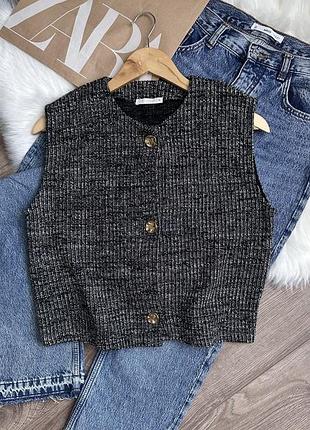 Фактурний топ-жилет zara (твідовий стиль)