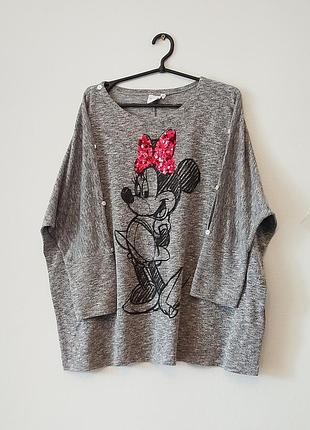 Сіра трикотажна жіноча кофтинка, великий розмір, disney.