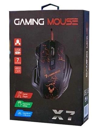 Мышка проводная игровая gaming mouse x7/ 8890 1.5м черная с подсветкой (60)
