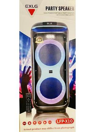 Акустична переносна колонка bs lfp x10/ 0127 1200вт 2x12" tws/fm/usb/tf/bt/rec/led/1mic/дк (1)