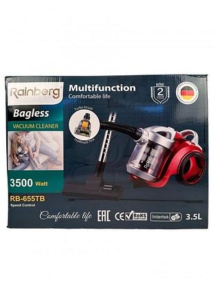 Пылесос контейнерный rainberg rb 655 колбовый без мешка с турбощеткой 3,5l 3500w (1 шт/ящ)