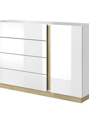 Комод perfect home арко / arco 1-дверний з 4 шухлядами 1d4s/138 білий глянець/дуб грандсон (pfh-091044)