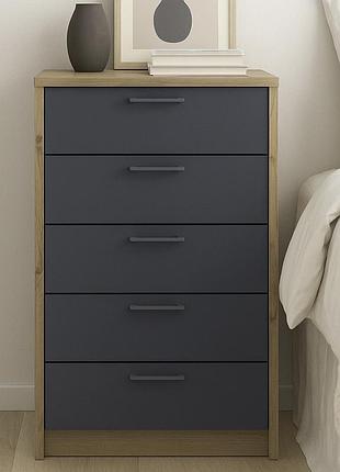 Комод doros ронди дуб артизан/графит 5 ящиков 60х40х100 drs-011783 (41516188)