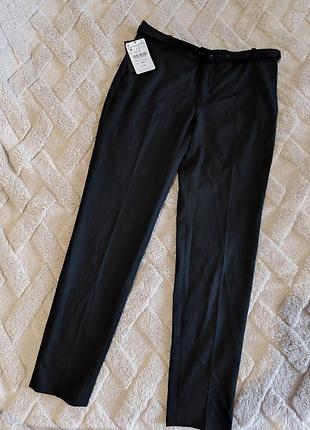 Новые классические брюки с поясом черные женские от zara