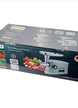 Мясорубка электрическая rainberg 3800w с насадками и реверсом rb-2272 (4)