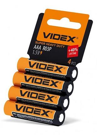 Батарейка сольова videx r3p/aaa 4pcs shring (60/1440 шт/ящ)