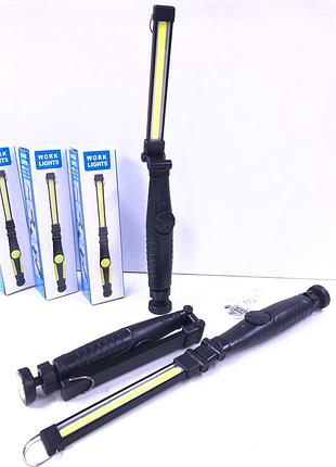 Фонарь аккумуляторный hw-821/6984 cob с магнитом 1*18650 (120 шт/ящ)