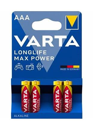 Батарейка varta longlife max power щелочная aaa lr03 4xbl alkaline kod-4734