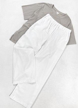 Білі прямі широкі брюки next склад 55% льон 45% віскоза розмір 12 (40) м