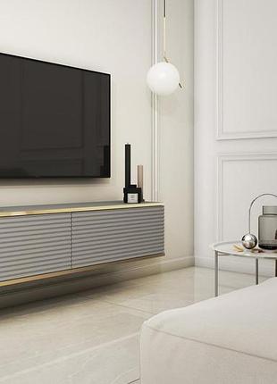 Тумба под телевизор навесная perfect home оро/oro 2-дверная rtv135 mdf серый (pfh-091357)