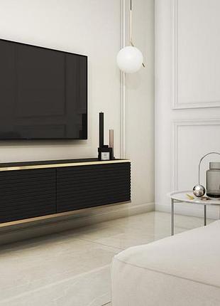 Тумба под телевизор навесная perfect home оро/oro 2-дверная rtv135 mdf черный (pfh-091355)