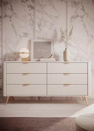 Комод perfect home ланте/lante с 6 ящиками и золотыми ножками 6s/163 беж (pfh-091105)