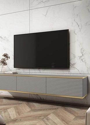 Тумба под телевизор навесная perfect home оро/oro 3-дверная rtv175 mdf серый (pfh-091365)