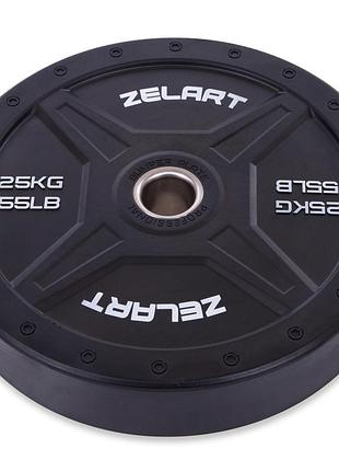 Бамперные диски резиновые bumper plates d-50.4 мм zelart ta-2258-25 25 кг