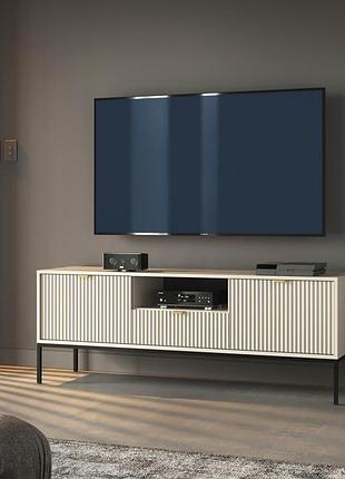 Тумба под телевизор perfect home новая/nova 2-дверная с 1 ящиком и черными ножками rtv154 кашемир (pfh-091230)