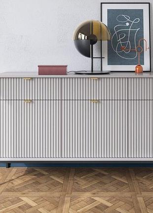 Комод perfect home новая/nova 3-дверный с 3 ящиками и черными ножками ksz154 серый (pfh-091242)