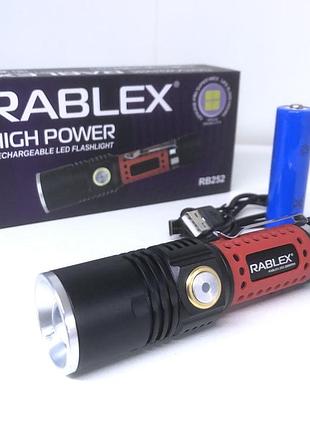 Ліхтарик ручний p50 + zoom + акумулятор + індикатор заря rablex rb 252 (120 шт/ящ)