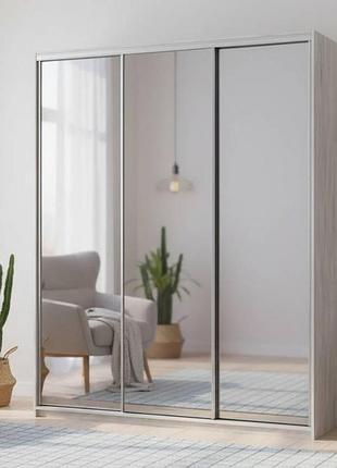 Шкаф купе doros сити лайт сосна натти 3 зеркала 180х60х225 (drs-011970)