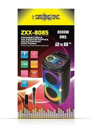 Акустическая переносная колонка zxx-8085/ 6226 80вт 2x8" tws/fm/usb/tf/bt/led/rec/mic/дк(1)