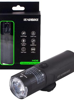 Велофара мощная leadbike m02-osram 400lm, 2000mah,waterproof, children lock, зу type-c (100)