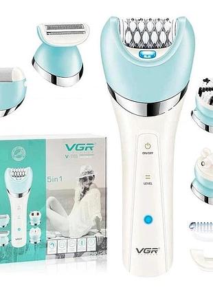 Епілятор vgr v-751 usb з насадками 5 в 1 бритва, пемза, масажер, щітка (40)