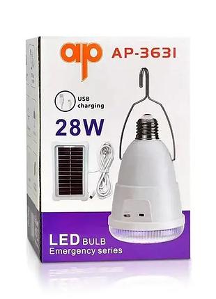 Лампа діодна bailong для кемпінгу 28вт solar ap-3631/ 6845 (60)