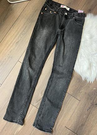 Сірі чорні джинси скіні для дівчинки дівчинки 164 см xs  14 років levi’s 510 skinny  низька посадка