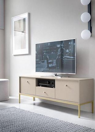 Тумба под телевизор perfect home моно/mono 2-дверная с 1 ящиком и золотыми ножками mrtv154 беж песочный (pfh-091201)