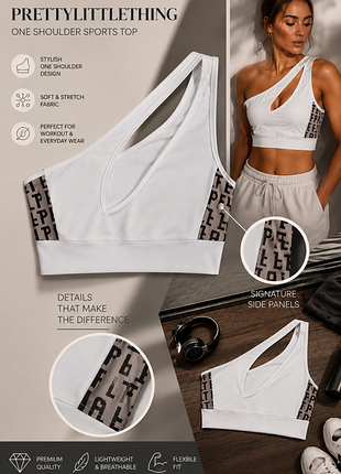 Prettylittlething one shoulder sports top