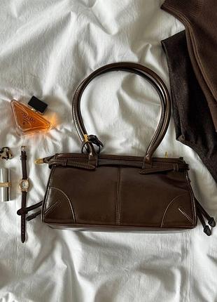 Prada medium leather handbag brown 2