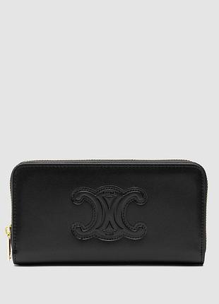 💵 celine large zipped wallet cuir triomphe in smooth calfskin black