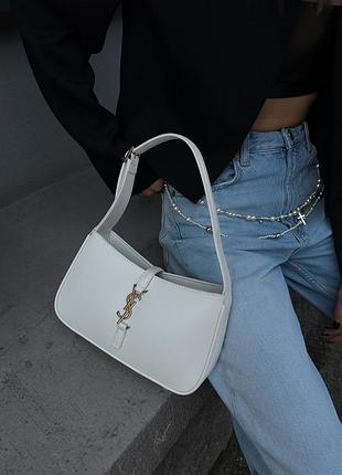 Saint laurent hobo le 5 a 7 leather shoulder bag in white