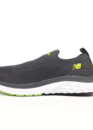 New balance тапкі мокасіни сліпони сірі з салатовим